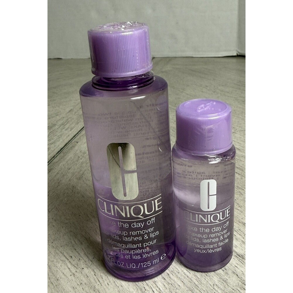 2 Clinique Take The Day Off Makeup Remover Lids Lashes Lips Duo 4.2oz & 1.7oz